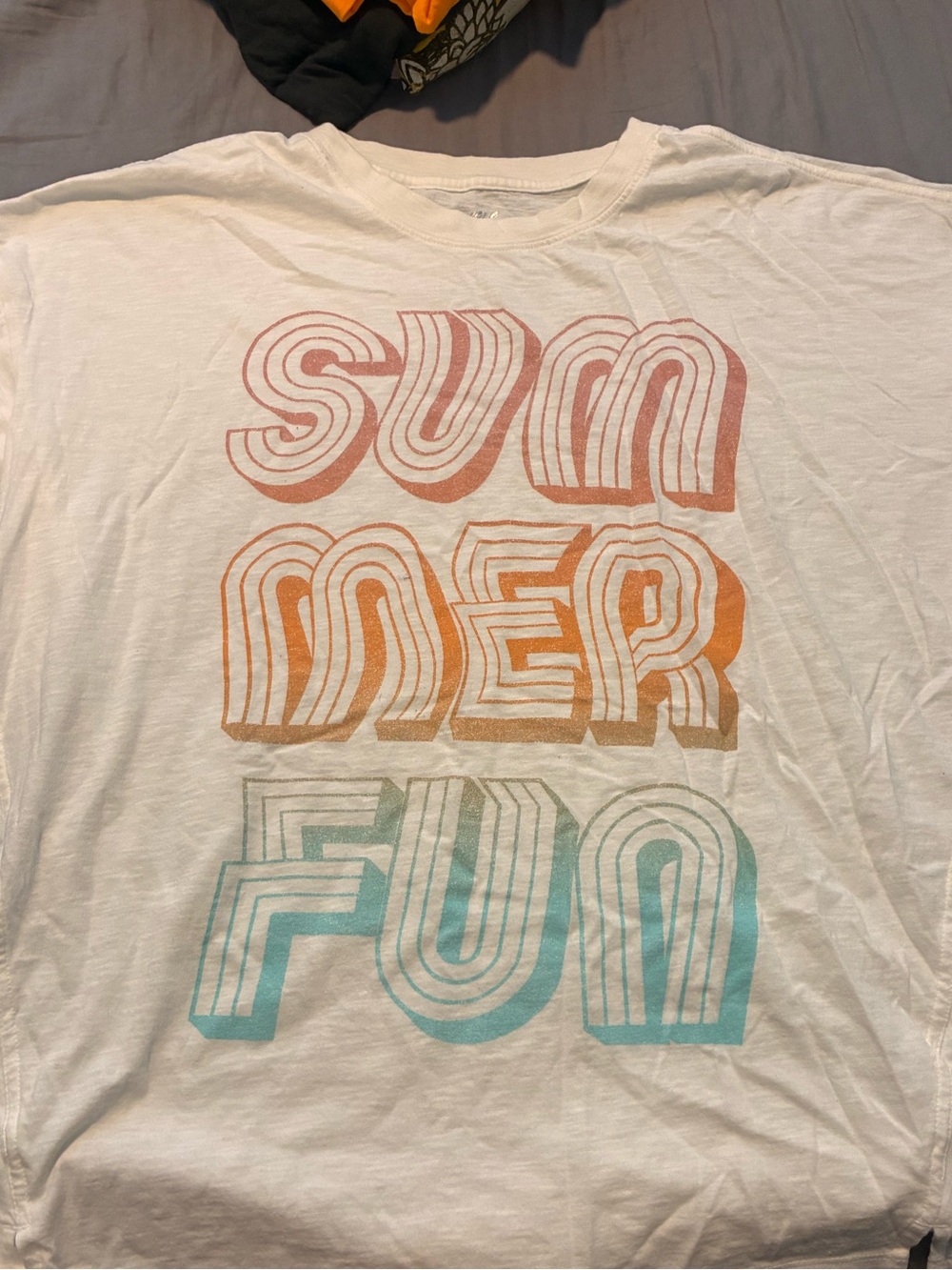 aerie White Graphic 'SUMMER FUN' Retro Rainbow Tee